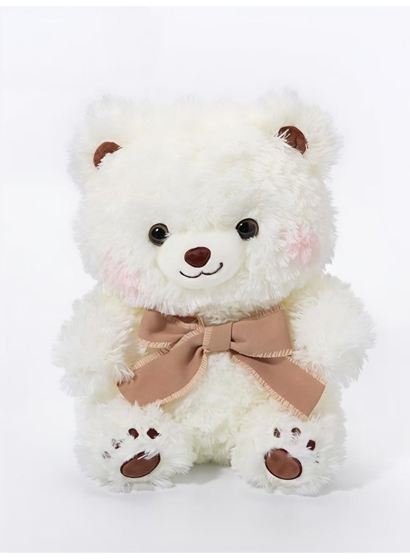 تشيندا دمية دب أبيض ناعمة للغاية مع ربطة عنق رفيق مثالي للاستخدام اليومي - 30 سم - Image 1